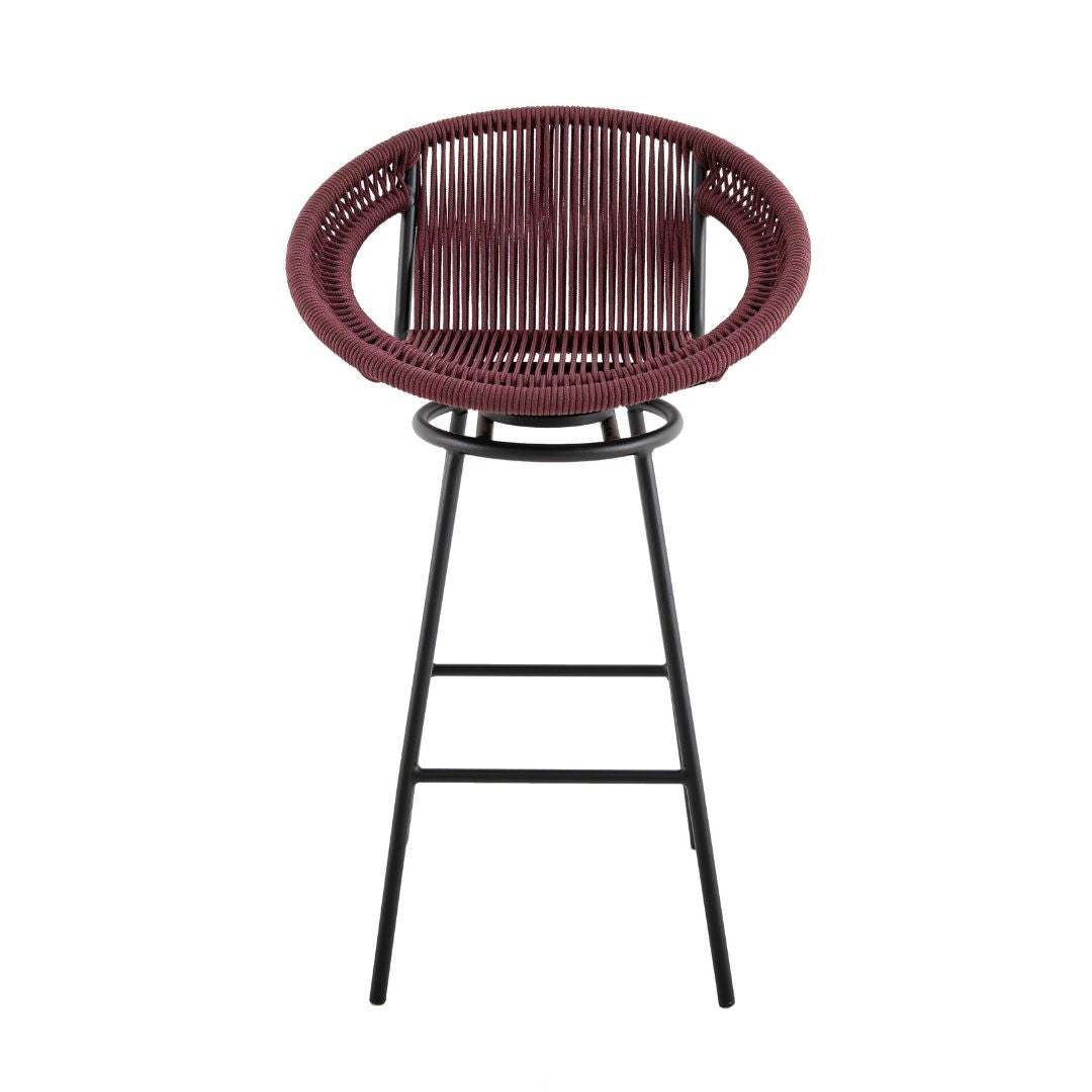 Taburete Martin Aluminio Cuerda Náutica Negra Color Marsala