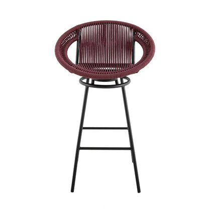 Taburete Martin Aluminio Cuerda Náutica Negra Color Marsala