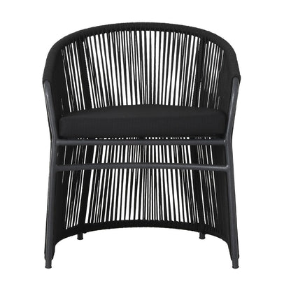 Ambiance Armchair Aluminum Lead Color Nautical Rope Color Black Upholstered Seat Black Quaker Fabric