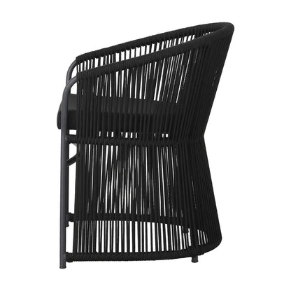 Ambiance Armchair Aluminum Lead Color Nautical Rope Color Black Upholstered Seat Black Quaker Fabric