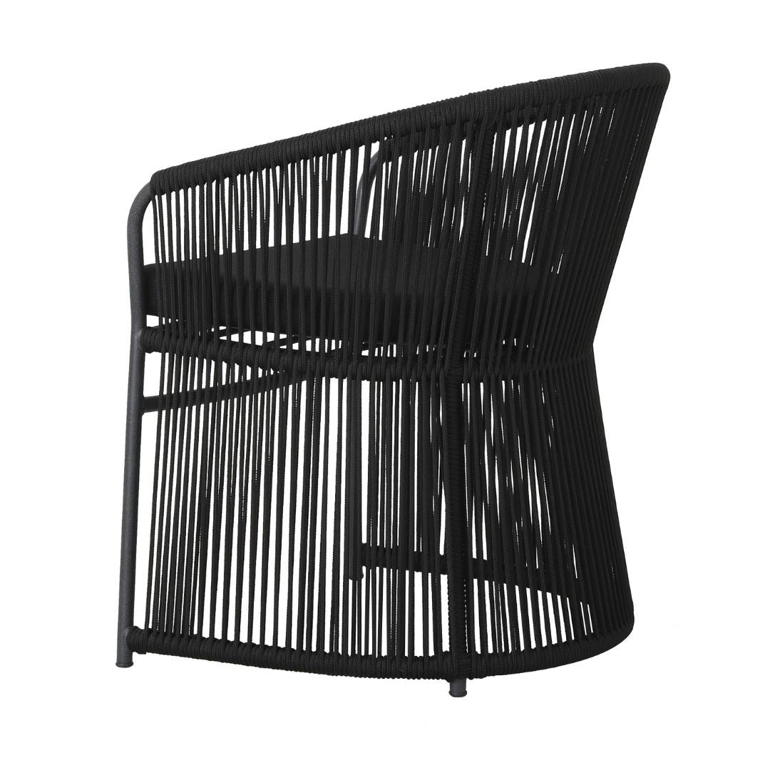 Ambiance Armchair Aluminum Lead Color Nautical Rope Color Black Upholstered Seat Black Quaker Fabric