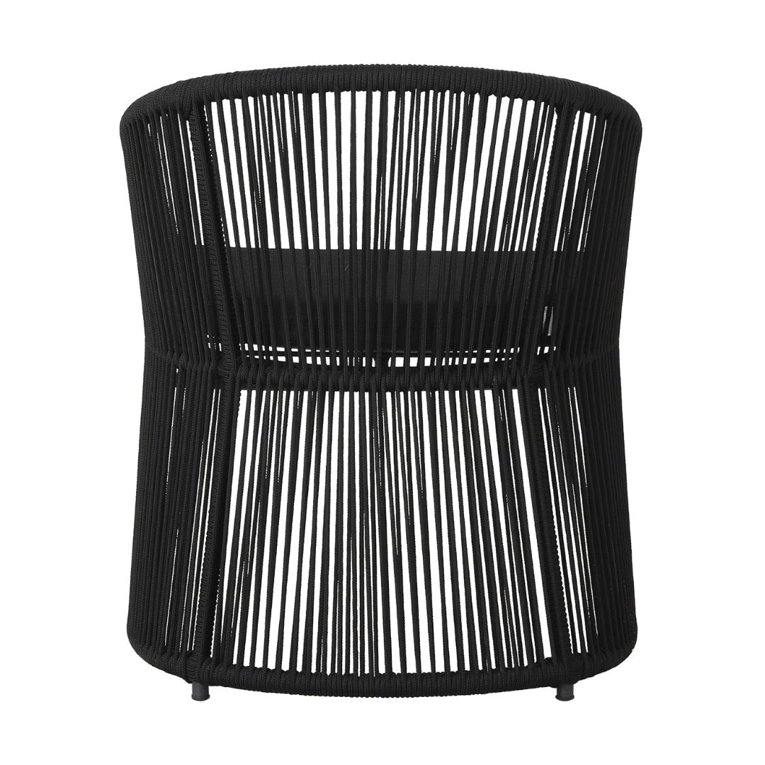 Ambiance Armchair Aluminum Lead Color Nautical Rope Color Black Upholstered Seat Black Quaker Fabric