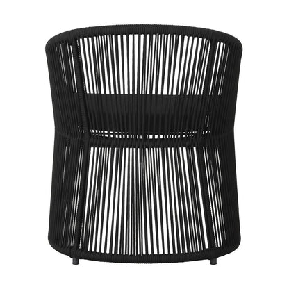 Ambiance Armchair Aluminum Lead Color Nautical Rope Color Black Upholstered Seat Black Quaker Fabric