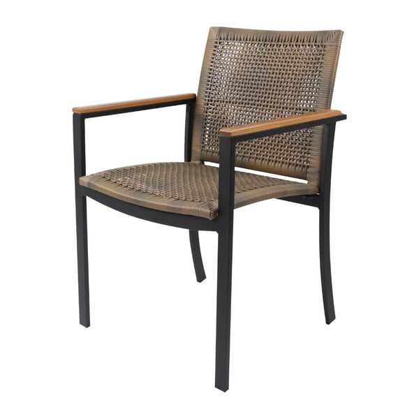 Ambiente 4 com Amélia Armchair Freijó Wood Aluminum Lead Color Nautical Rope Navy Blue Color Upholstered Seat Navy Blue Fabric