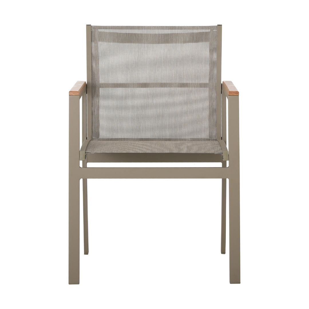 Sillón Amélia Freijó Madera Color Aluminio Fendi Tela Color Bronce Mixto