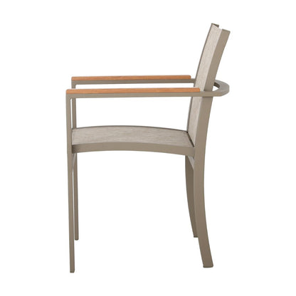 Sillón Amélia Freijó Madera Color Aluminio Fendi Tela Color Bronce Mixto