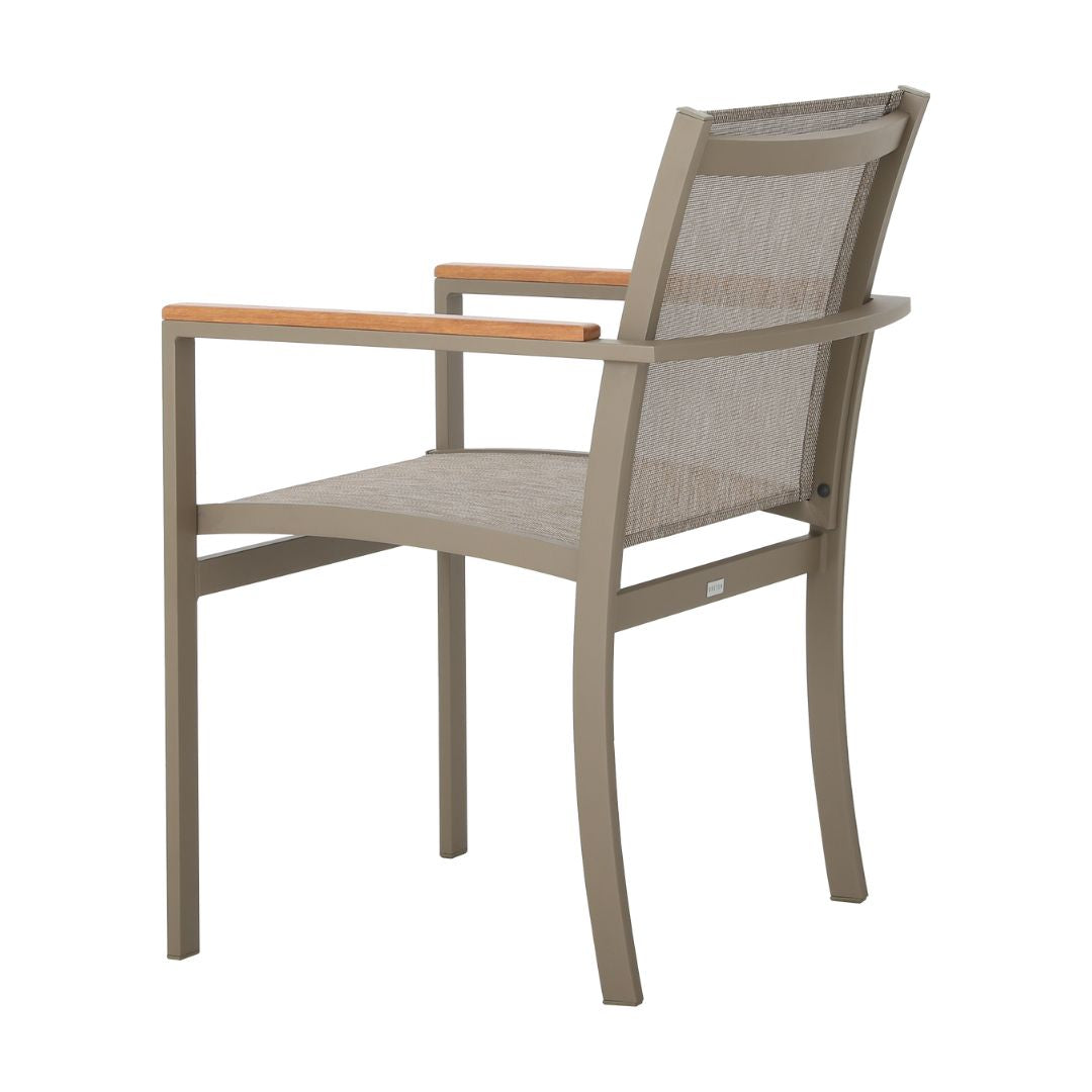 Sillón Amélia Freijó Madera Color Aluminio Fendi Tela Color Bronce Mixto
