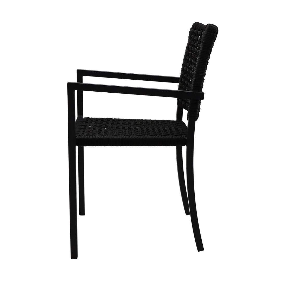 Sillón Angra Aluminio Color Negro Cuerda Náutica Color Negro
