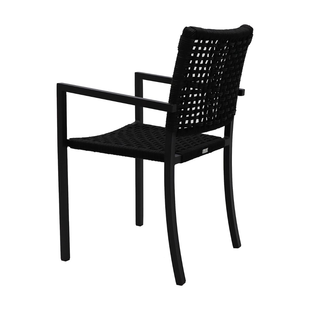 Sillón Angra Aluminio Color Negro Cuerda Náutica Color Negro