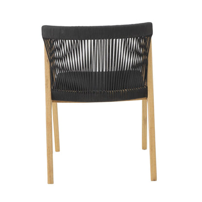 Ayron Armchair Freijó Wood Nautical Rope Black Color Upholstered Seat Quaker Fabric Black