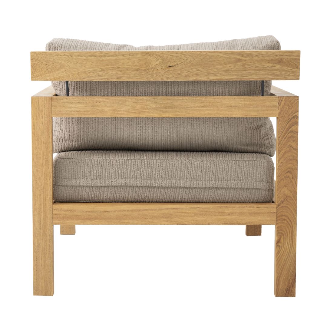 Sillón Bella Freijó Asiento tapizado en madera Tela Sorrento Fendi