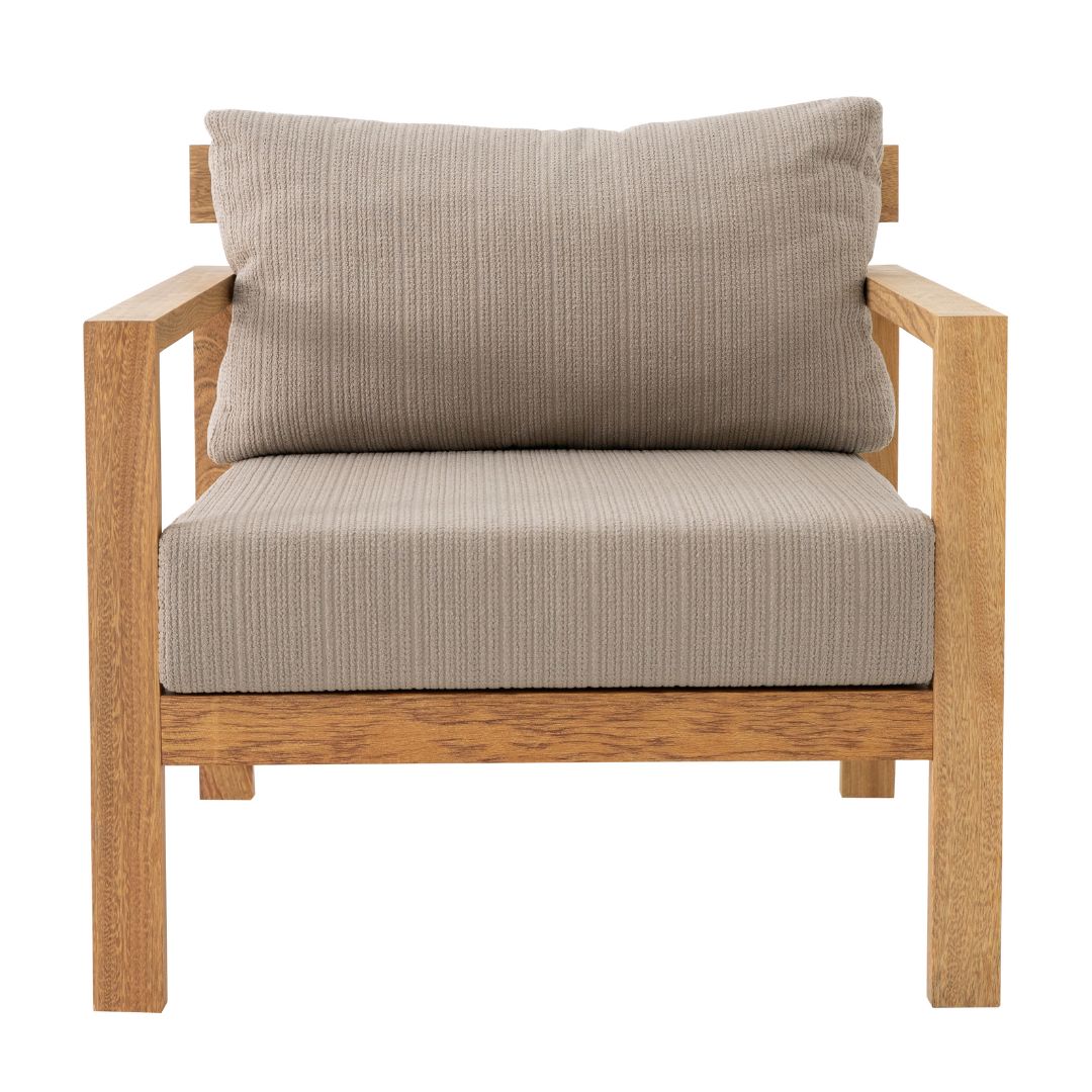 Sillón Bella Freijó Asiento tapizado en madera Tela Sorrento Fendi