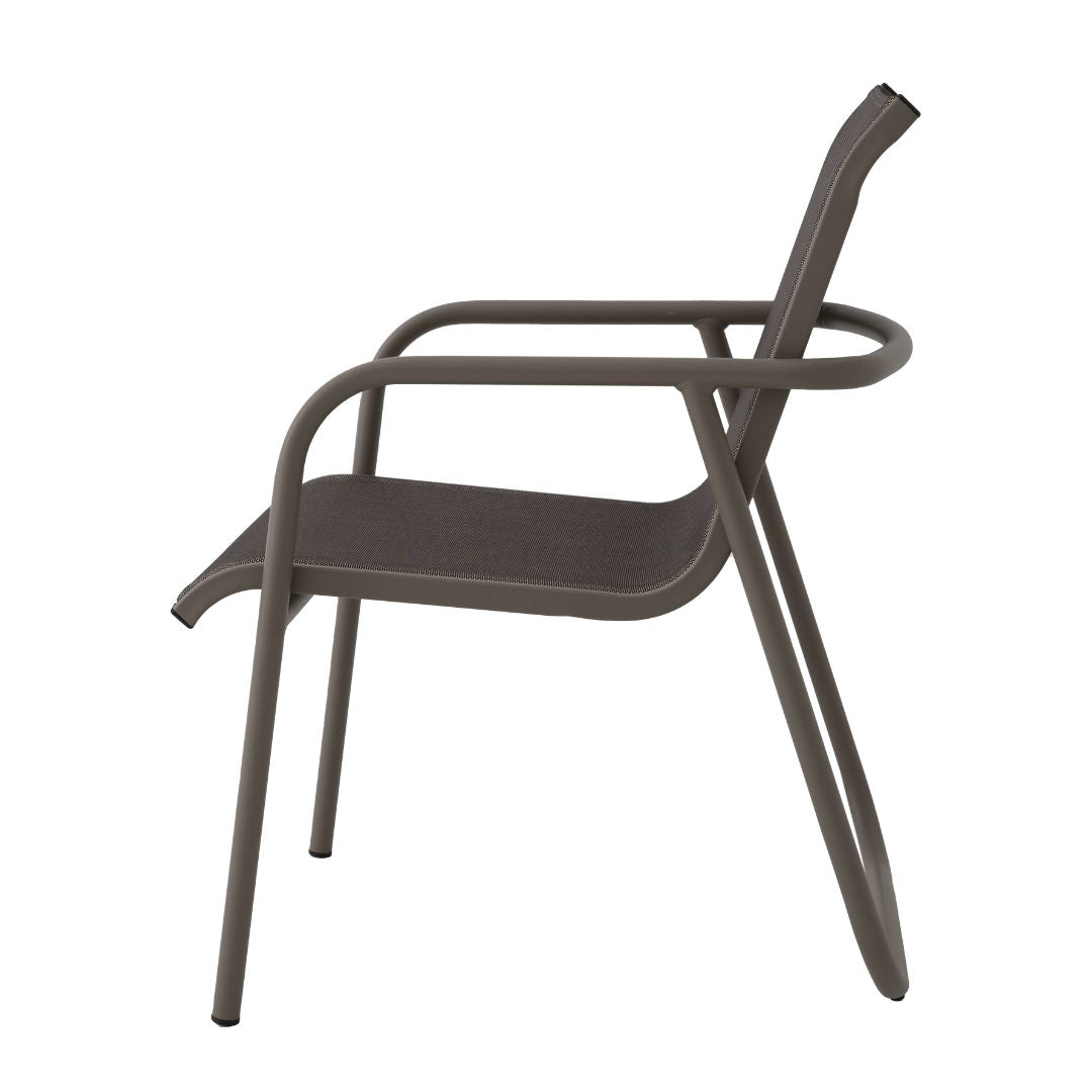 Elba Armchair Aluminum Fendi Color Mixed Straw Color Fabric