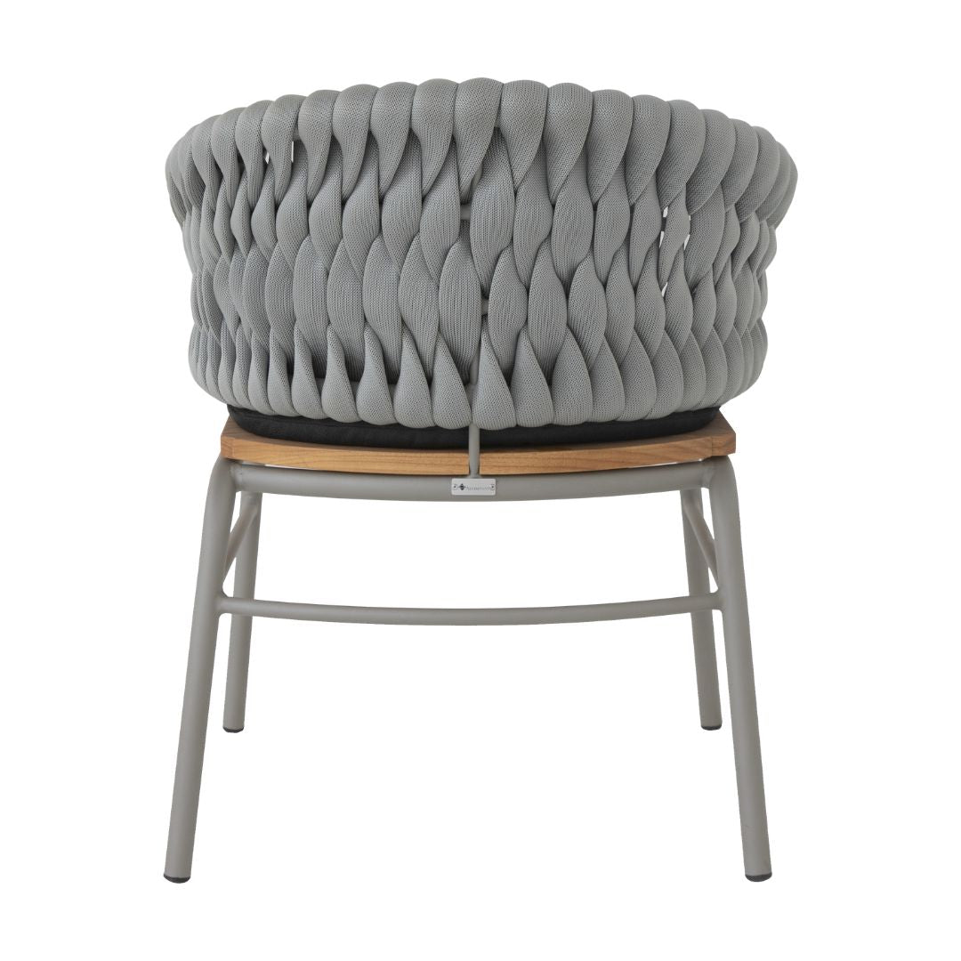 Sillón Desh Freijó Madera Aluminio Color Gris Tejido Náutico Color Plata Asiento Tapizado Tela Quaker Negra