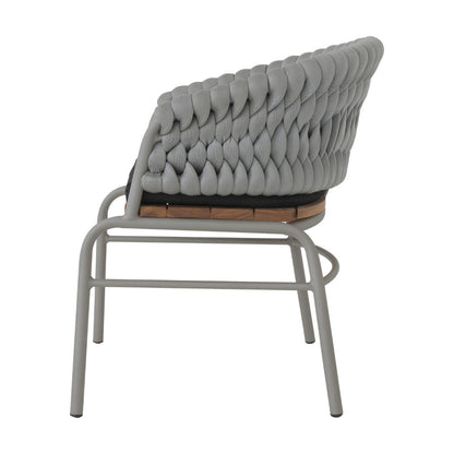 Sillón Desh Freijó Madera Aluminio Color Gris Tejido Náutico Color Plata Asiento Tapizado Tela Quaker Negra