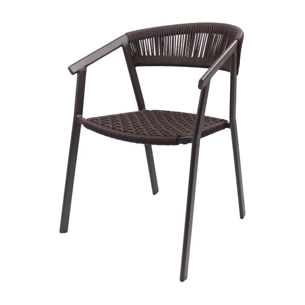 Ambiente 3 com Poltrona Duda Alumínio Cor Preto Corda Náutica Cor Preto Assento Estofado Tecido Quaker Mix Cinza
