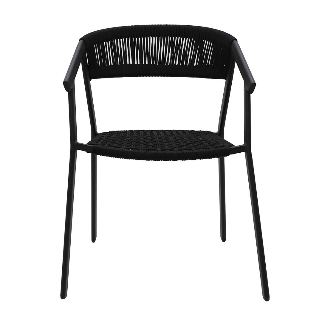 Duda Aluminum Armchair Black Color Nautical Rope Black Color