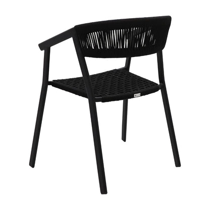 Duda Aluminum Armchair Black Color Nautical Rope Black Color