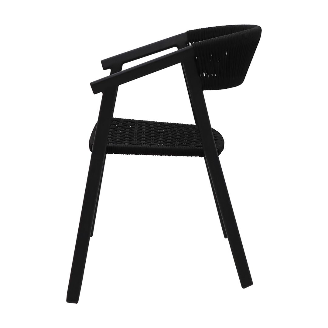 Duda Aluminum Armchair Black Color Nautical Rope Black Color