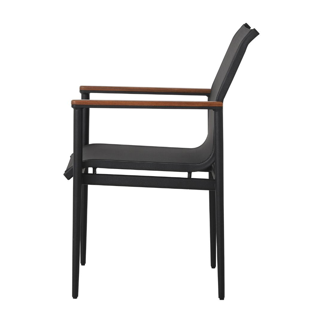 Fox Armchair Cumaru Wood Aluminum Lead Color Black Color Fabric Closed