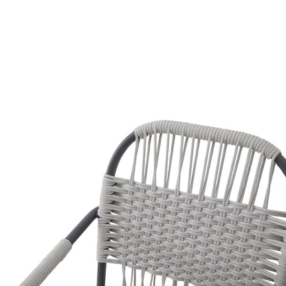 Habana Armchair Aluminum Lead Color Nautical Rope Ice Color Upholstered Seat Boucle White Fabric