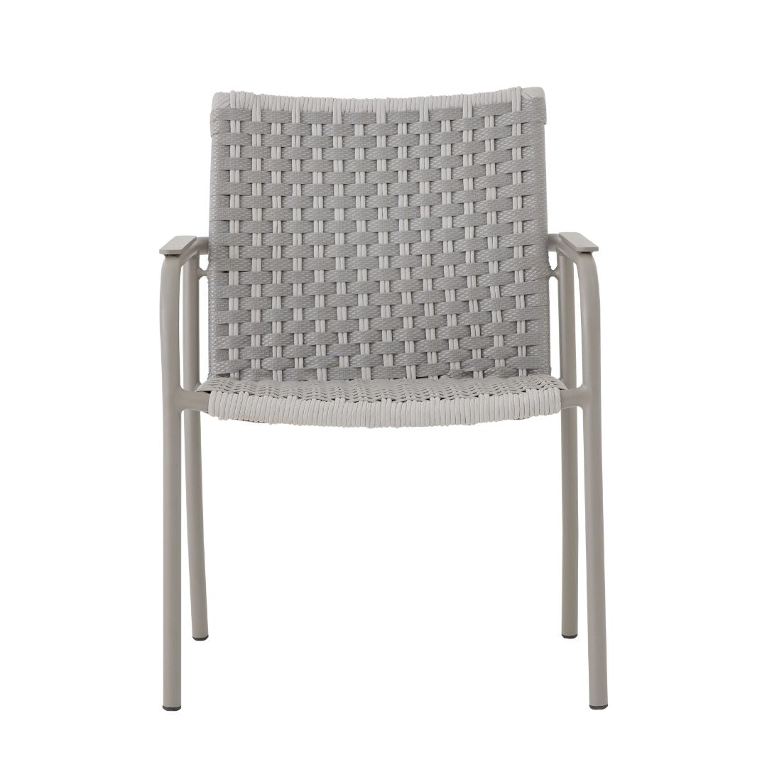 Sillón Ilha Bela Aluminio Color Champán Cuerda Náutica Cinta Color Hielo Color Plata Claro