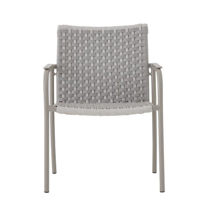 Sillón Ilha Bela Aluminio Color Champán Cuerda Náutica Cinta Color Hielo Color Plata Claro