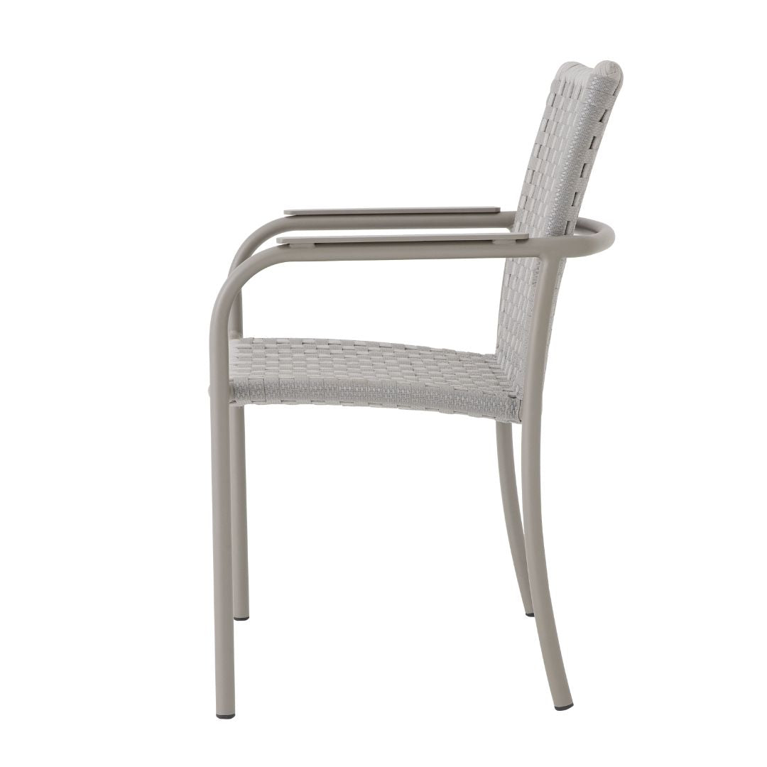 Sillón Ilha Bela Aluminio Color Champán Cuerda Náutica Cinta Color Hielo Color Plata Claro