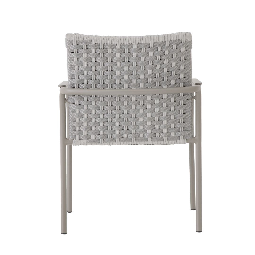 Sillón Ilha Bela Aluminio Color Champán Cuerda Náutica Cinta Color Hielo Color Plata Claro
