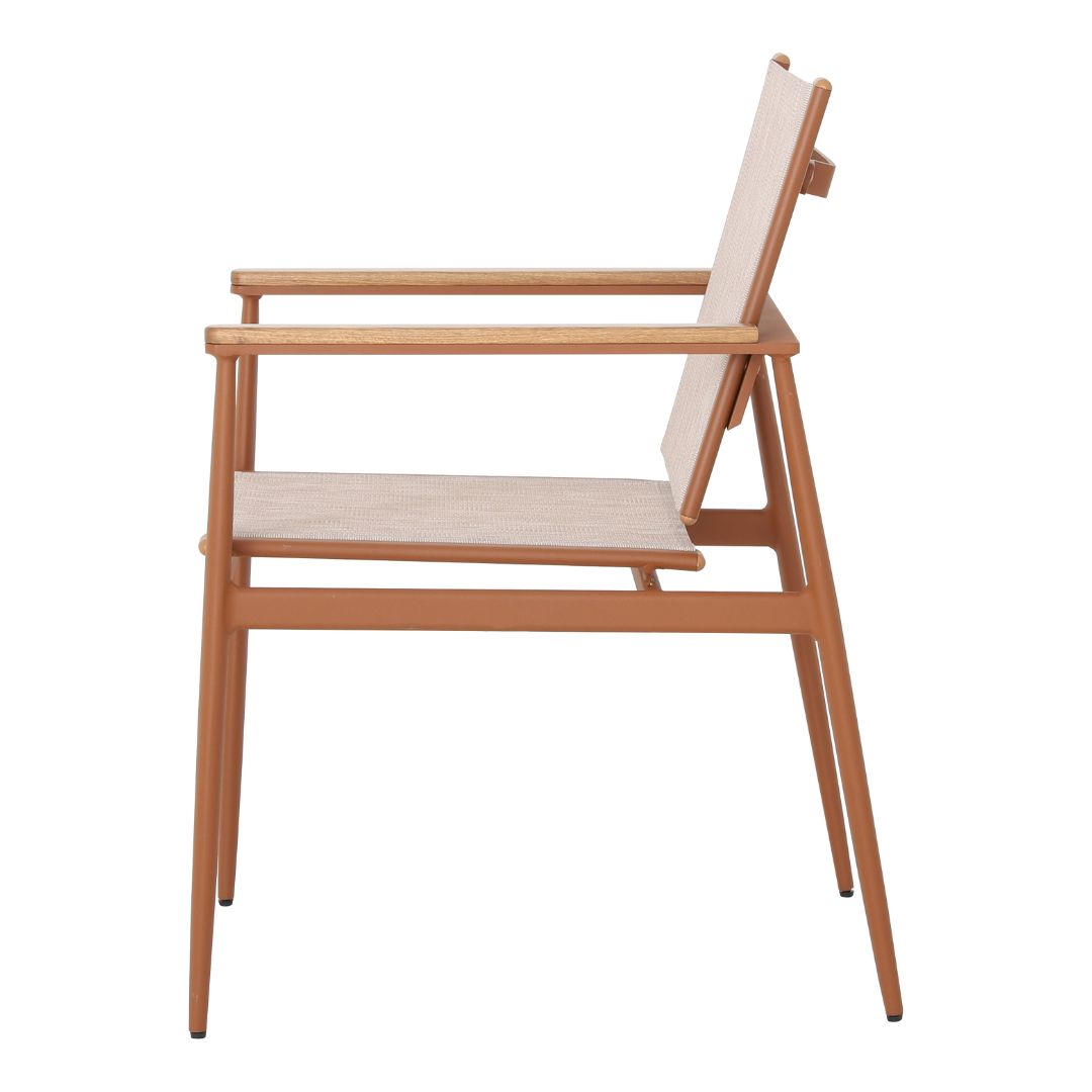 Jade Armchair Freijó Wood Aluminum Mixed Brown Color Mixed Beige Color Fabric