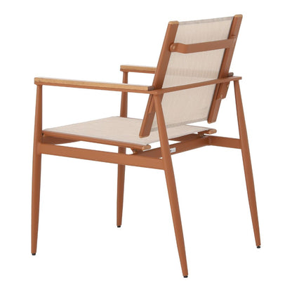 Jade Armchair Freijó Wood Aluminum Mixed Brown Color Mixed Beige Color Fabric