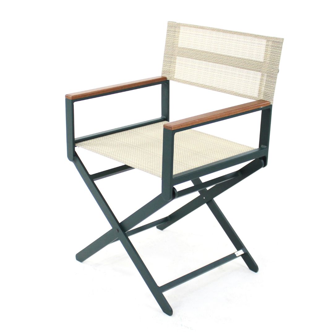 Sillón de Director Freijó Madera Aluminio Color Verde Tela Mix Color