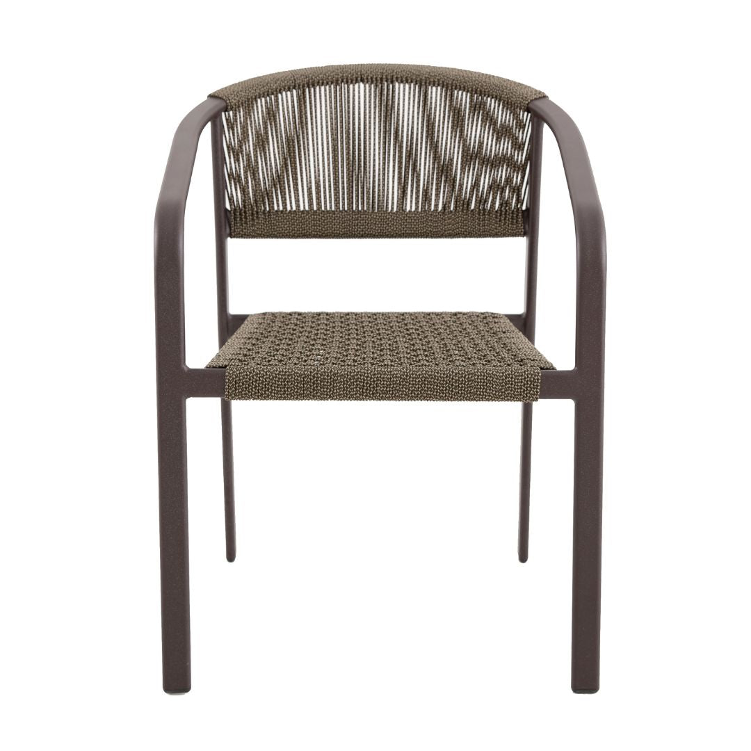 Lapa Aluminum Armchair Brown Color Nautical Rope Color Mixed Beige