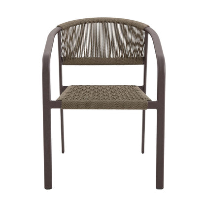 Lapa Aluminum Armchair Brown Color Nautical Rope Color Mixed Beige