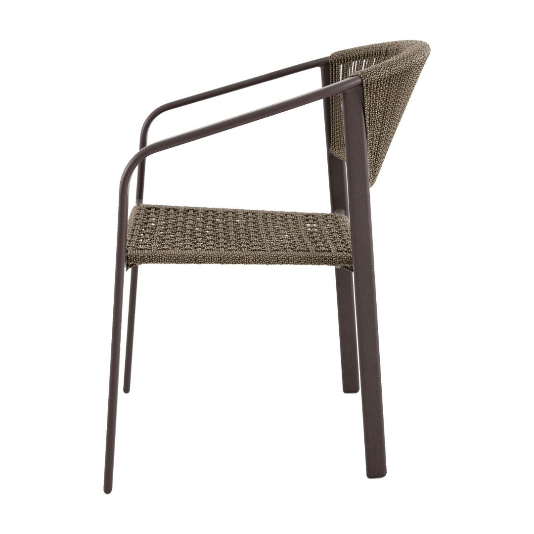 Lapa Aluminum Armchair Brown Color Nautical Rope Color Mixed Beige