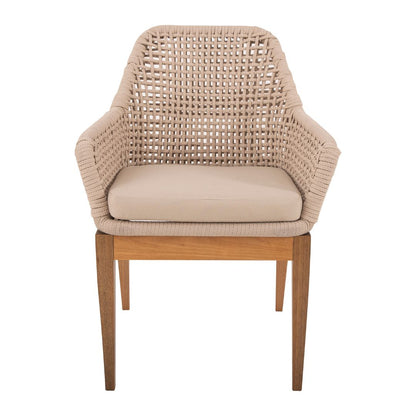 Sillón Luna Freijó Madera Cuerda Náutica Color Arena Asiento Tapizado Tela Quaker Beige