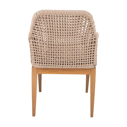 Sillón Luna Freijó Madera Cuerda Náutica Color Arena Asiento Tapizado Tela Quaker Beige