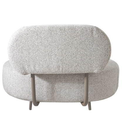 Nina Aluminum Armchair Fendi Color Backrest and Seat Upholstered in Boucle Fabric Nepal