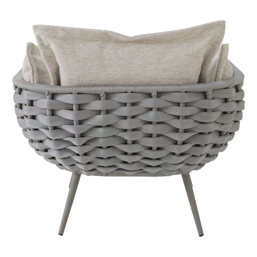 Ocean Armchair Aluminum Gray Color Nautical Knit Silver Color Upholstered Seat Quaker Sand Fabric