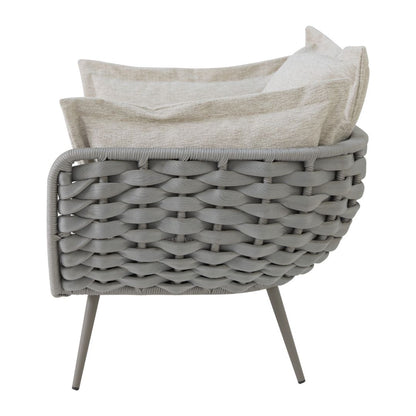 Ocean Armchair Aluminum Gray Color Nautical Knit Silver Color Upholstered Seat Quaker Sand Fabric