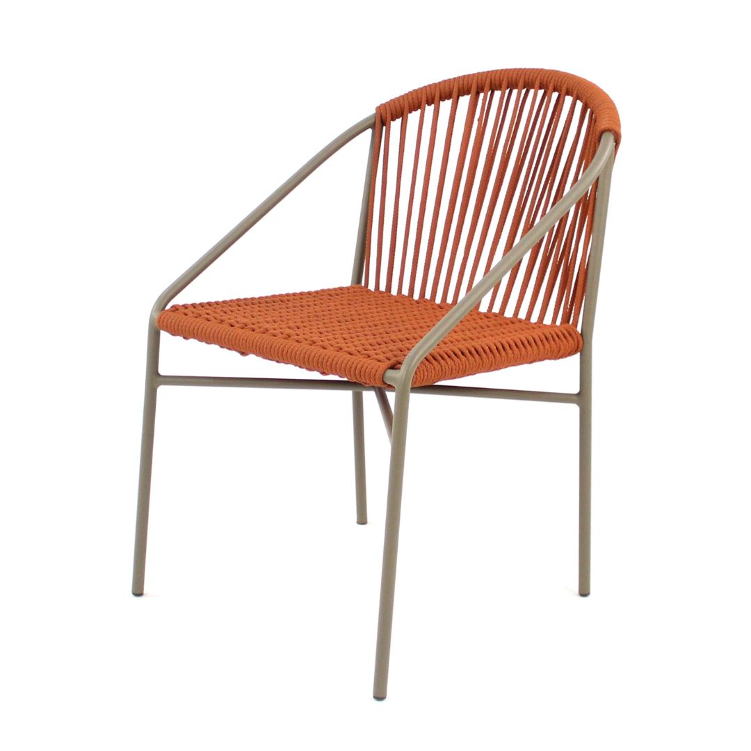 Palermo Aluminum Armchair Fendi Color Nautical Rope Rust Color
