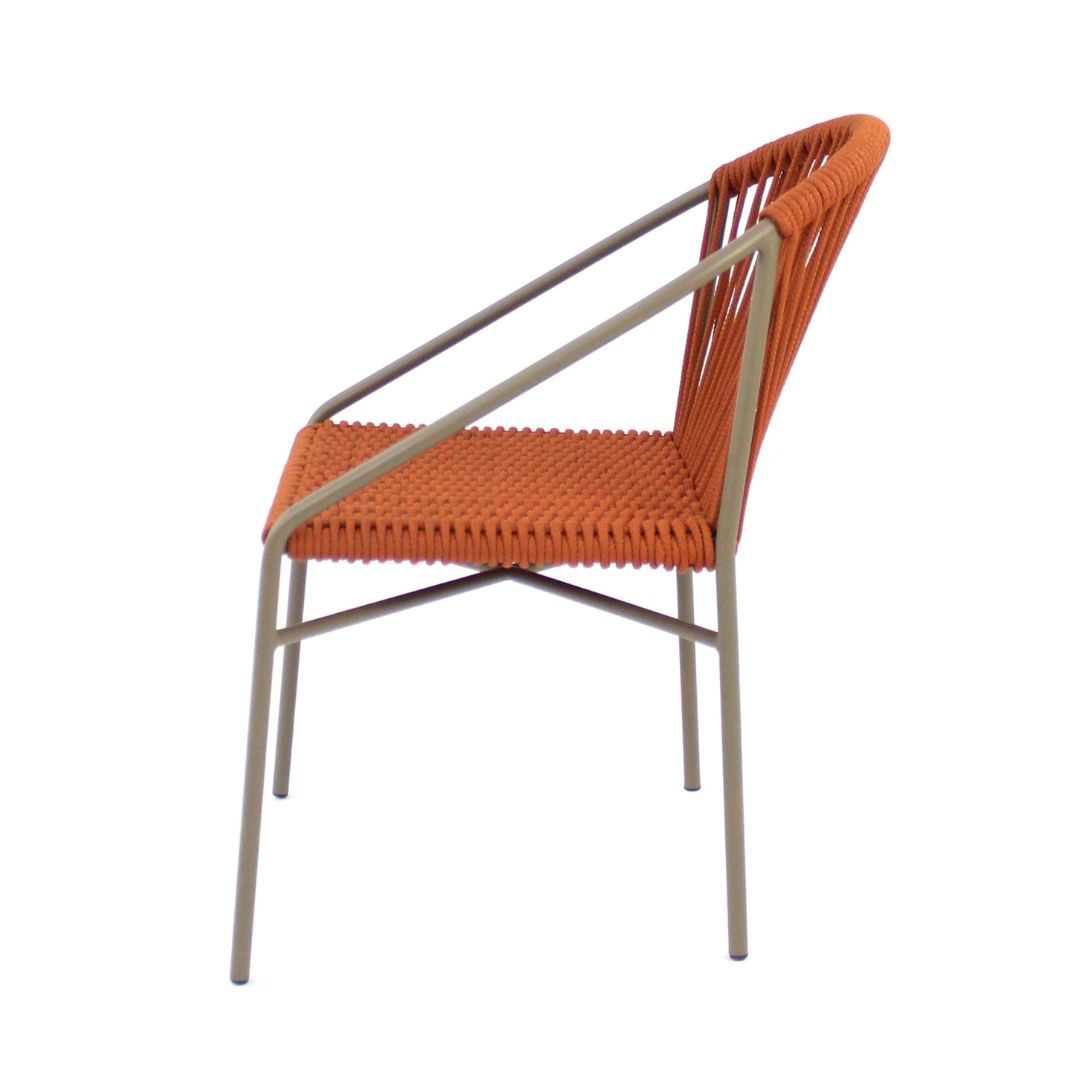 Palermo Aluminum Armchair Fendi Color Nautical Rope Rust Color