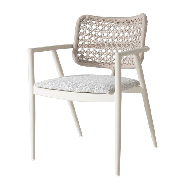 Ambiente 1 com Ravena Armchair Freijó Wood Nautical Rope Pearly Green Color Upholstered Seat Boucle White Fabric