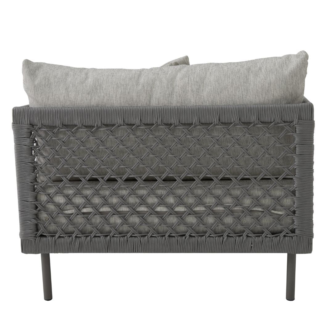 Refinement Armchair Aluminum Lead Color Nautical Rope Silver Color Upholstered Seat Tatami Fabric Grey Mix
