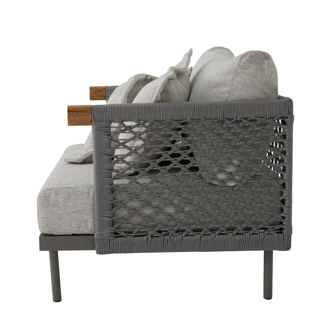 Refinement Armchair Aluminum Lead Color Nautical Rope Silver Color Upholstered Seat Tatami Fabric Grey Mix