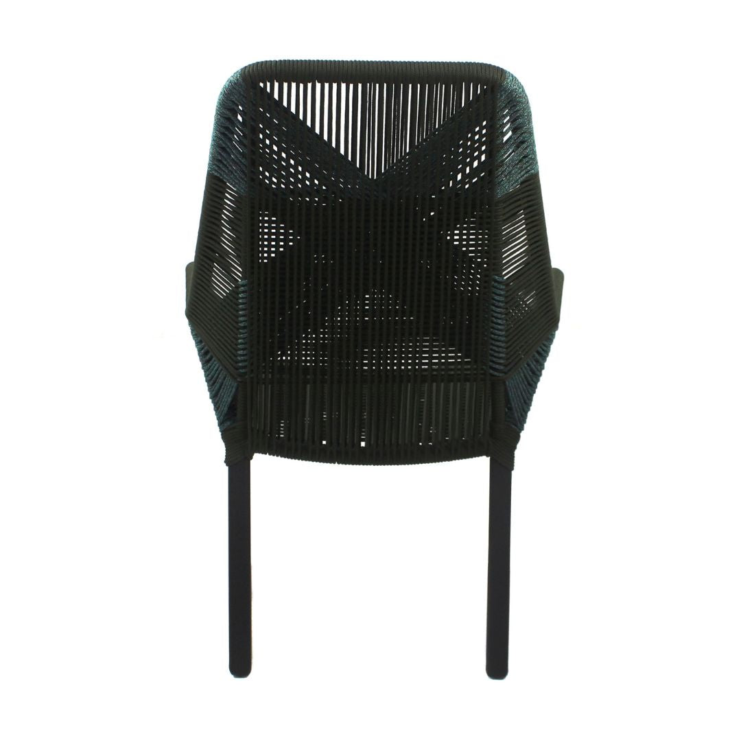 Sillón Alto Sorrento de Aluminio Cuerda Náutica Negra Verde Musgo y Verde Mixto