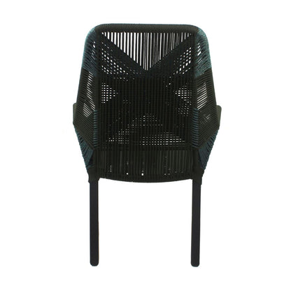 Sillón Alto Sorrento de Aluminio Cuerda Náutica Negra Verde Musgo y Verde Mixto