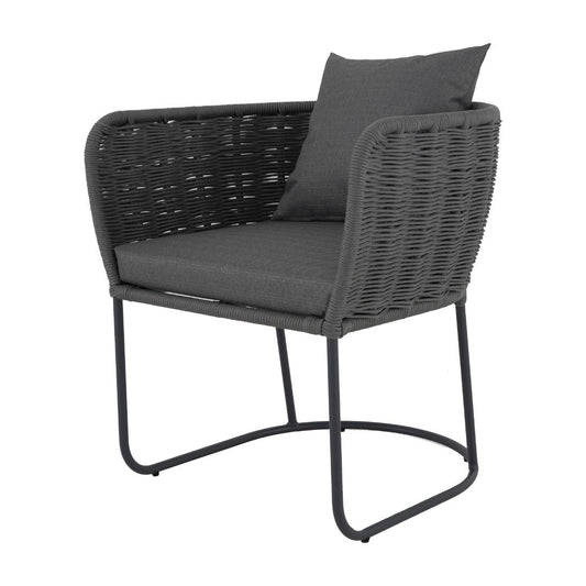 Susi Armchair Aluminum Lead Color Nautical Rope Gray Color Upholstered Seat Quaker Fabric Mixed Gray