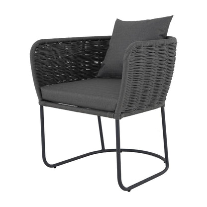 Susi Armchair Aluminum Lead Color Nautical Rope Gray Color Upholstered Seat Quaker Fabric Mixed Gray