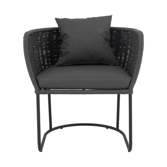 Susi Armchair Aluminum Lead Color Nautical Rope Gray Color Upholstered Seat Quaker Fabric Mixed Gray
